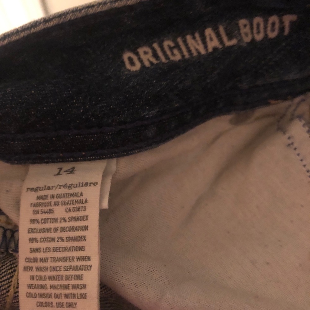 American eagle boot cut jeans with intentional destruction size 14 R. NWOT - Picture 4 of 4